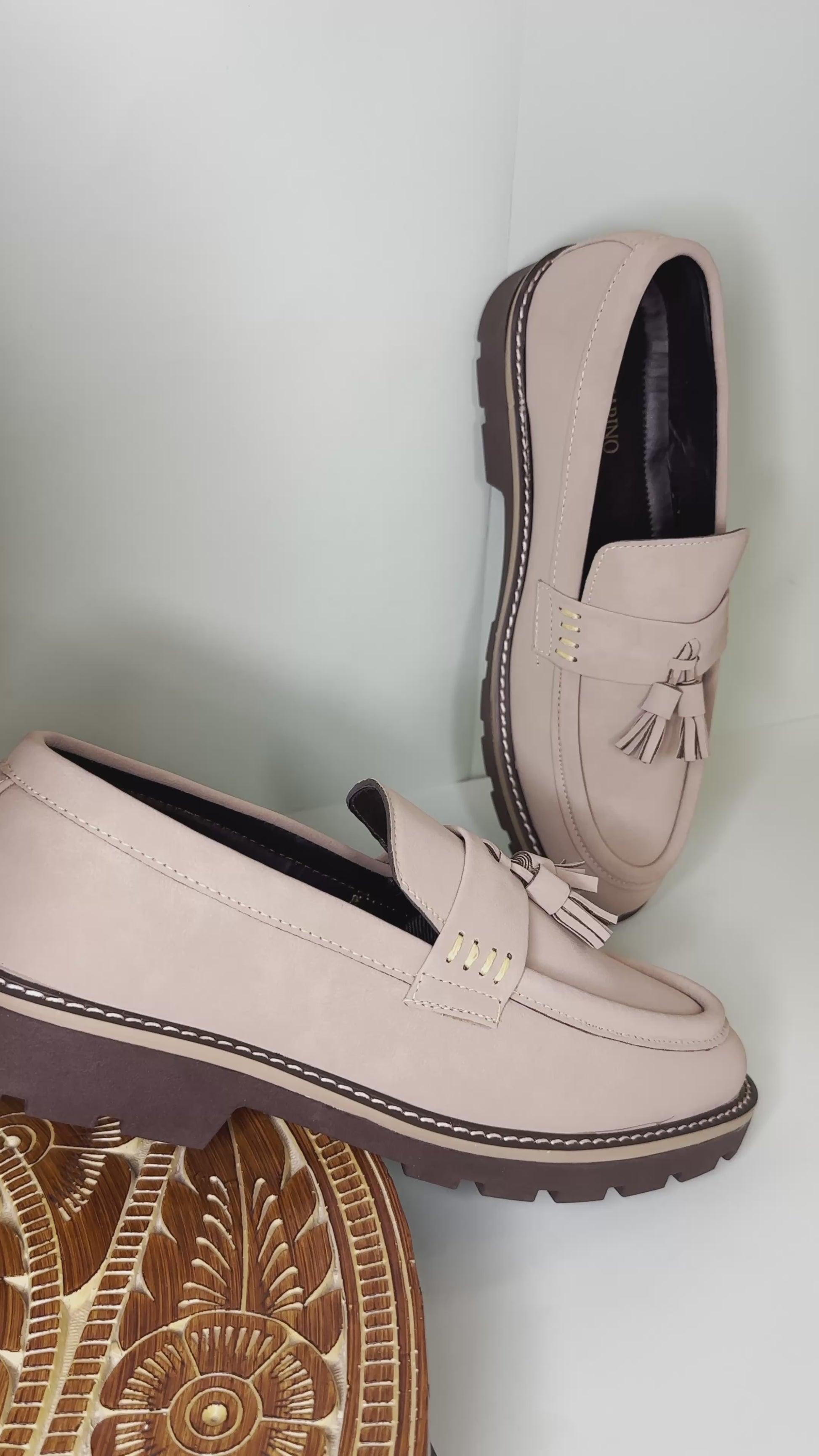 Beige Nubuck Leather Loafers